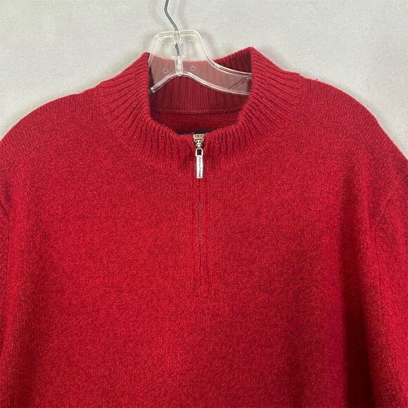 Tommy Bahama Marino Wool Sweater Men’s Sz XL Red High Neck Pullover 1/4 Zip - Picture 5 of 13